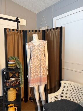 Floral Ruffle Sleeve Summer Dress in Peach Floral Design